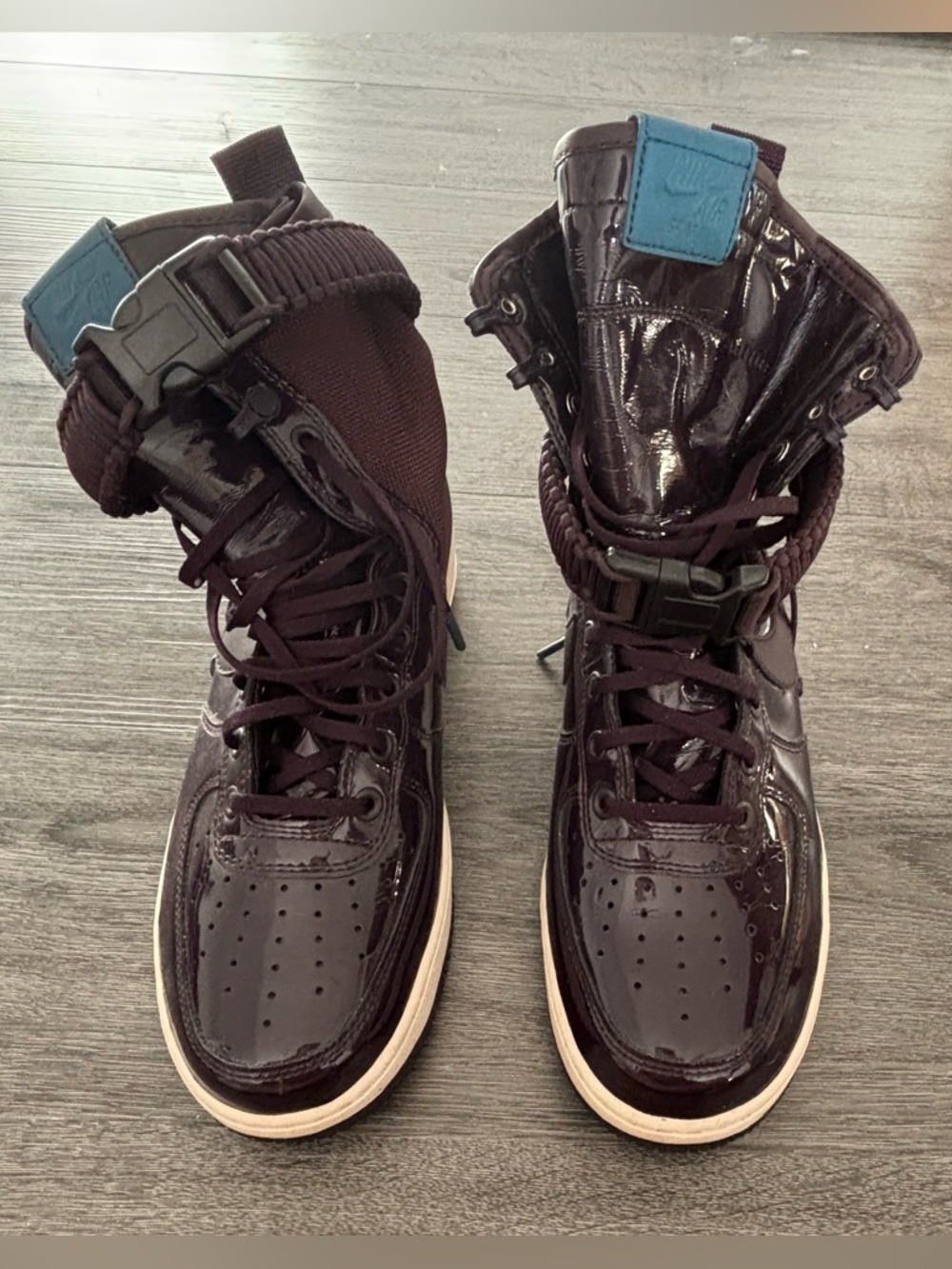 Nike Plum High-Top Sneakers with Blue Tabs
